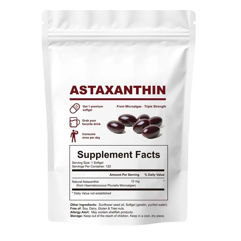 Astaxanthin 12mg Antioxidant Supplements Fresh Microalgae Eye Joint Skin Health