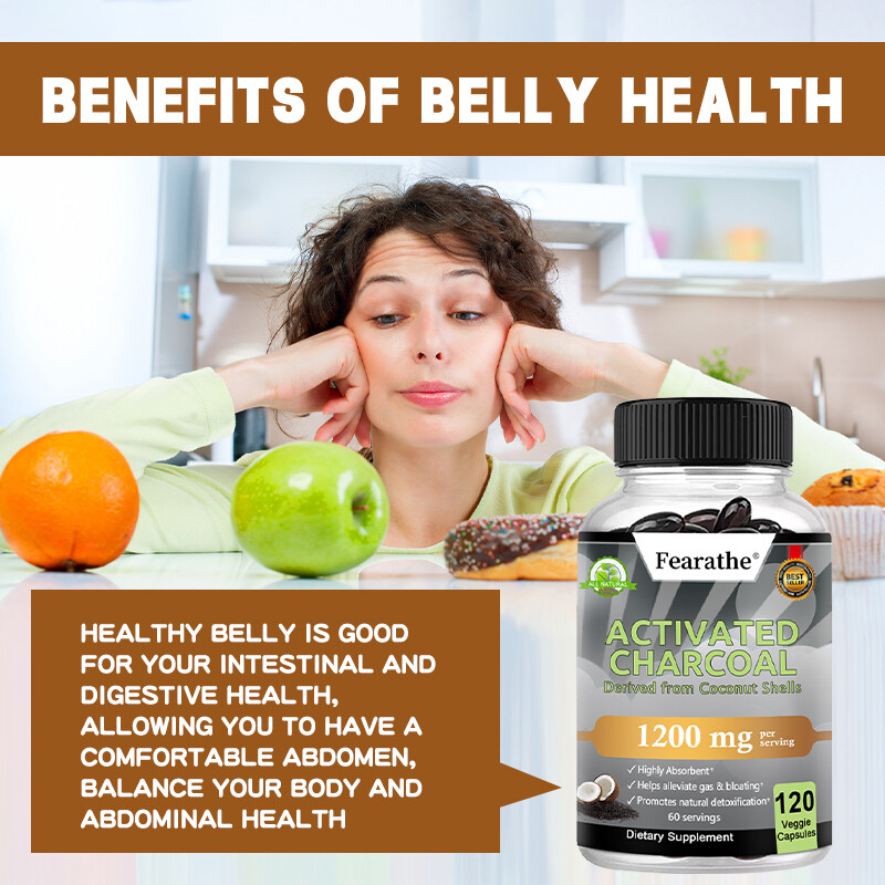 Activated Charcoal Capsules 1200mg Derived from Coconut Shells Highly Absorbent