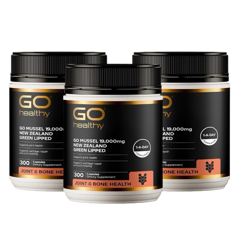 [Go Healthy] New Zealand Green Lipped Mussel 19,000mg 300 Capsules x 3 Packs