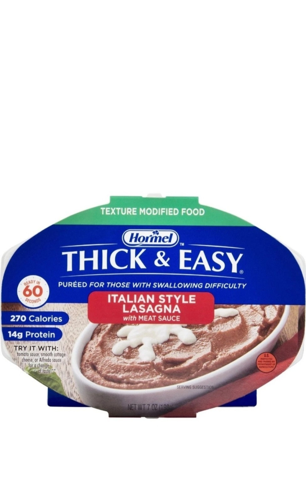 Thick & Easy 60744 Purees Thickened Food Beef Lasagna 7 oz Tray 7 Count
