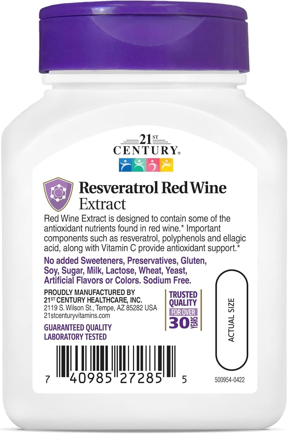 21st Century Resveratrol Red Wine Extract Capsules, 90 Count (Pack of 1)