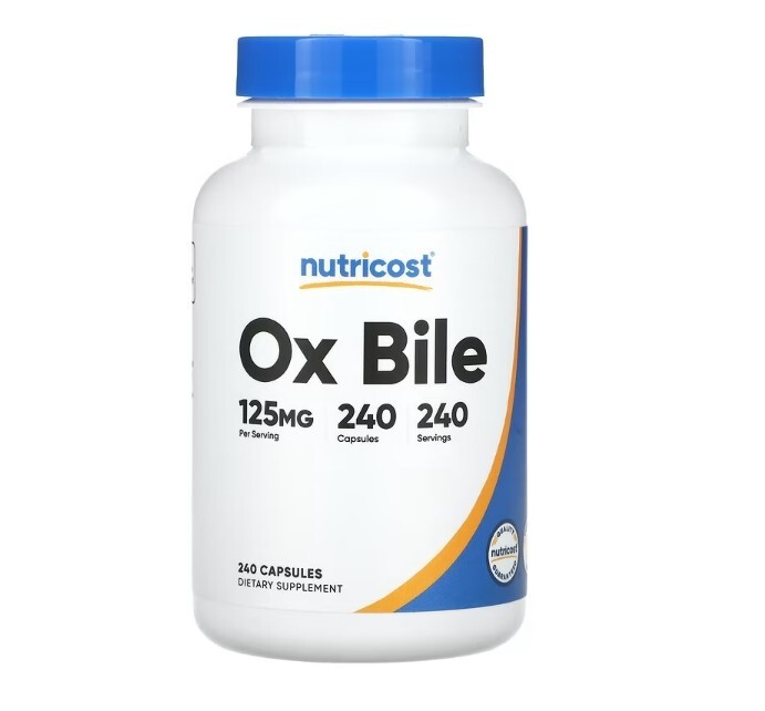 Nutricost, Ox Bile , 2 PACK, 125 mg , 240 Capsules each (480 total!)