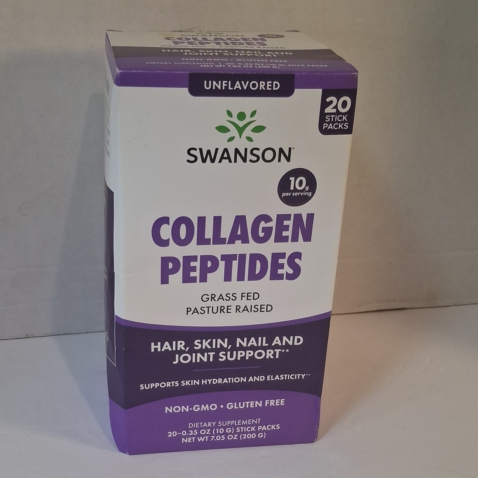 Swanson Collagen Peptides Grass Fed Non-GMO Gluten-Free Unflavored 20x10g