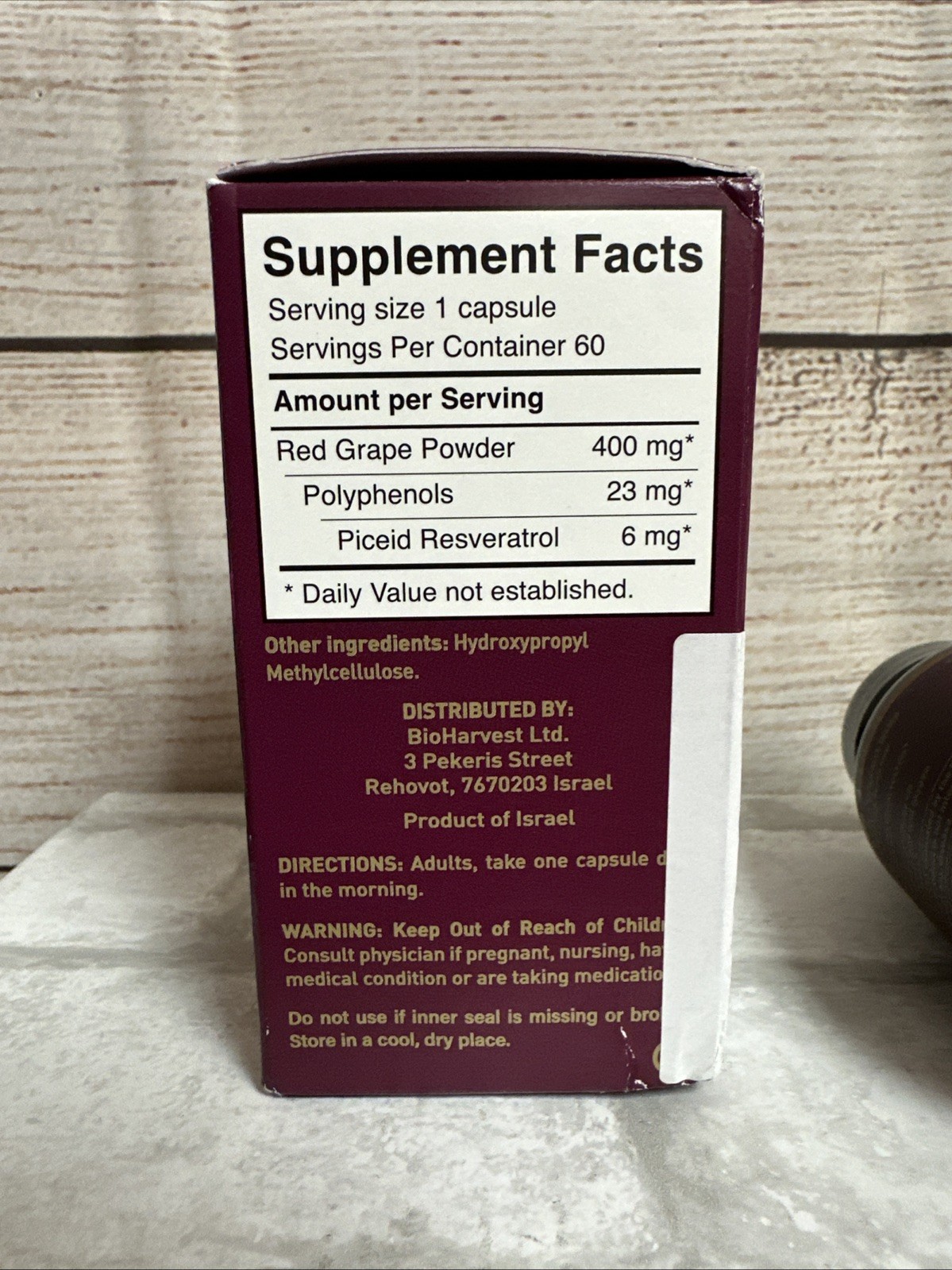 VINIA Blood Flow Capsules Red Grape Powder Nitric Oxide Supplement 60 Caps 3/28