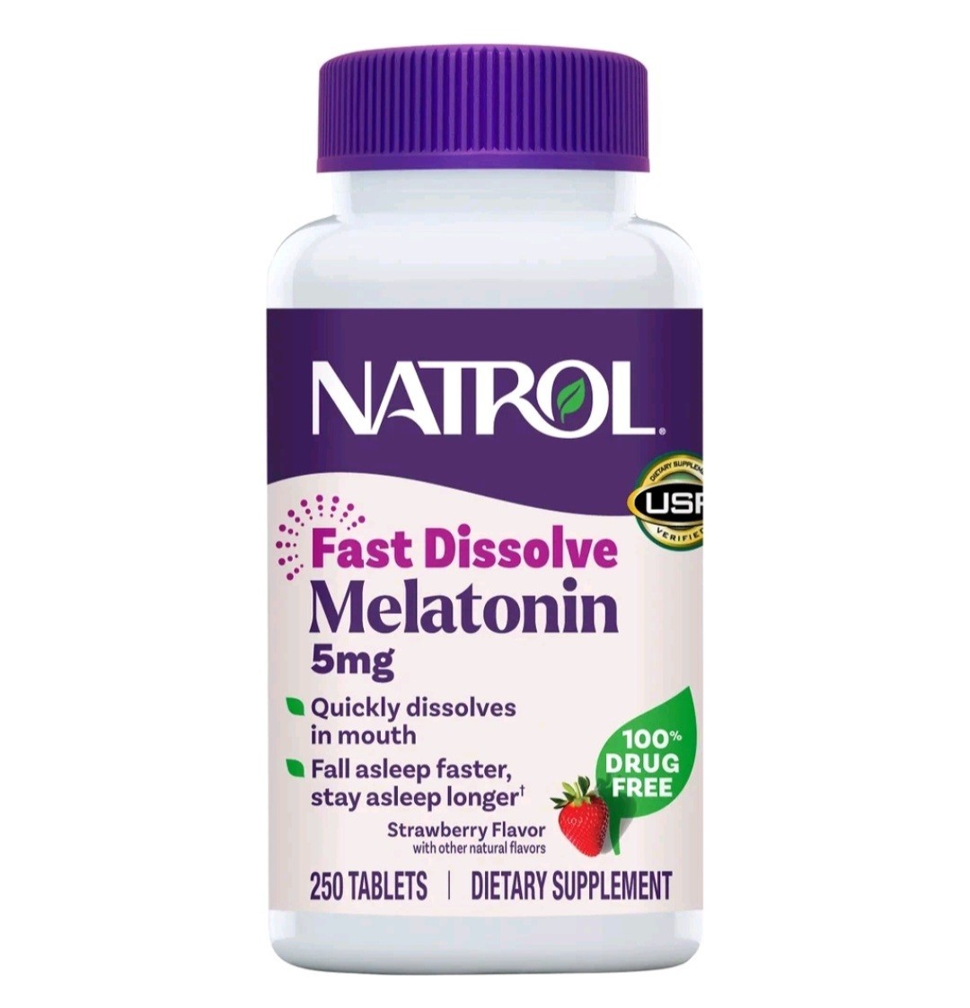 Natrol Melatonin 5mg 250 Ct Fast Dissolve Sleep Aid Tablets Exp:06/27 Strawberry