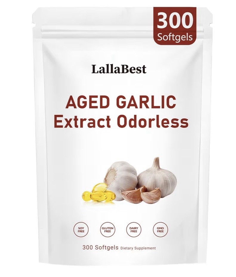 LallaBest Odorless Aged Garlic Extract 500mg 300 Softgels Gluten Free