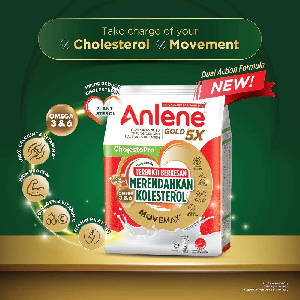 Anlene Gold 5X CholestrolPro Adult Milk Formula Powder 800g (Bundle of 3)