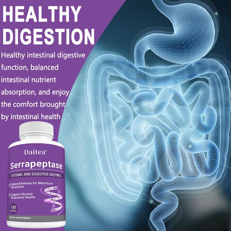 Serrapeptase 120 Capsules Biofilm Defense Proteolytic Digestive Enzymes Gut