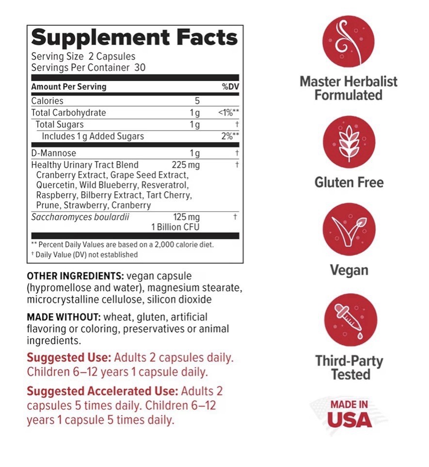 Redd Remedies UT Soothe Probiotics Urinary Tract Bladder Immune Health 60capsule