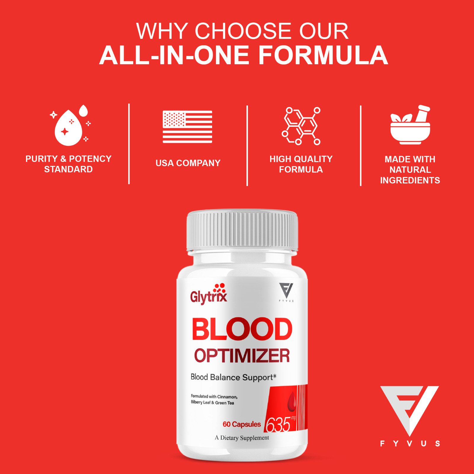 (5 Pack) Glytrix Premium Blood Support, Glytrix Advanced Pills (300 Capsules)