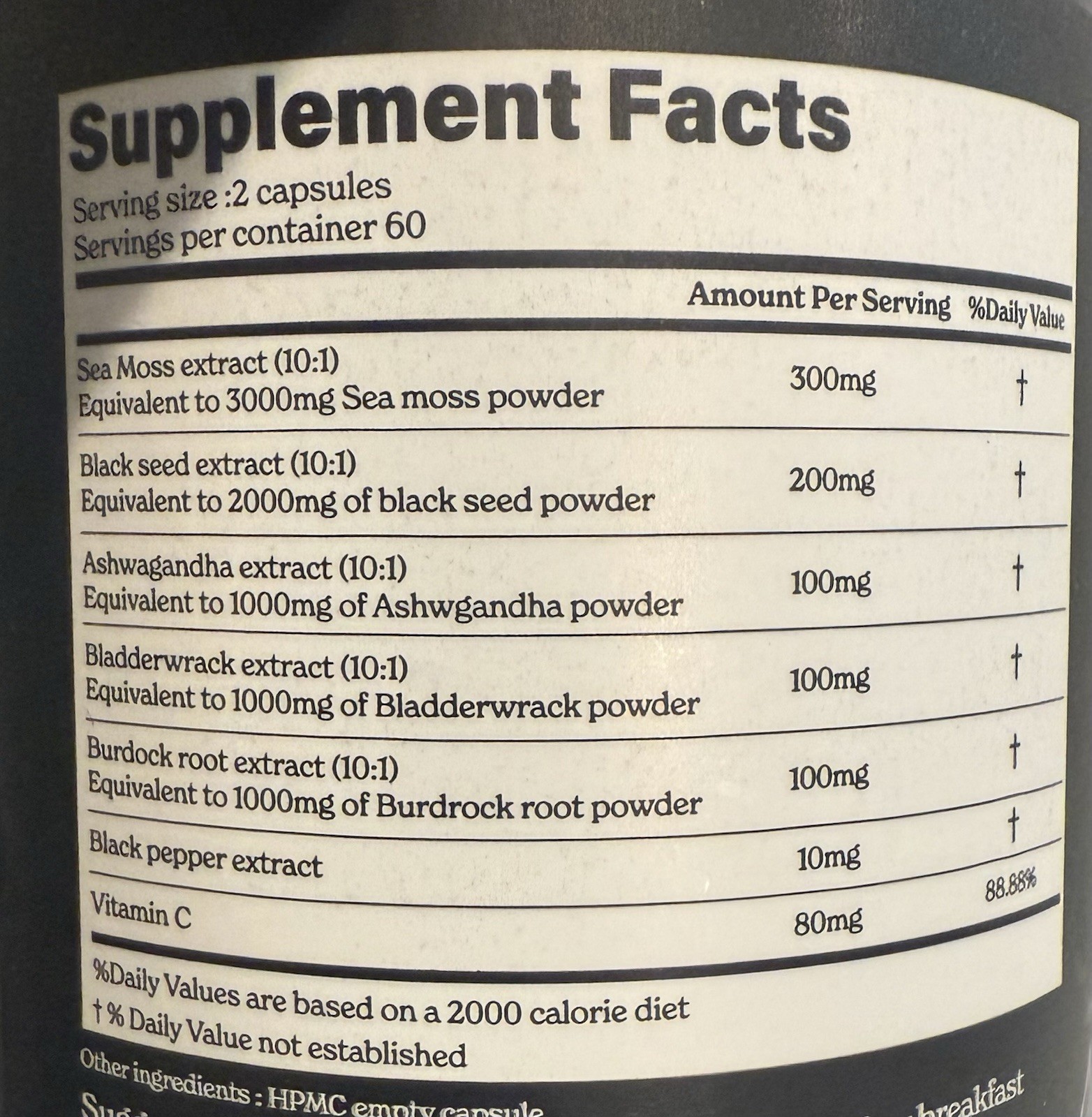 BetterAlt Sea Moss + Black Seed + Ashwagandha + Black Pepper Capsules 120 Ct