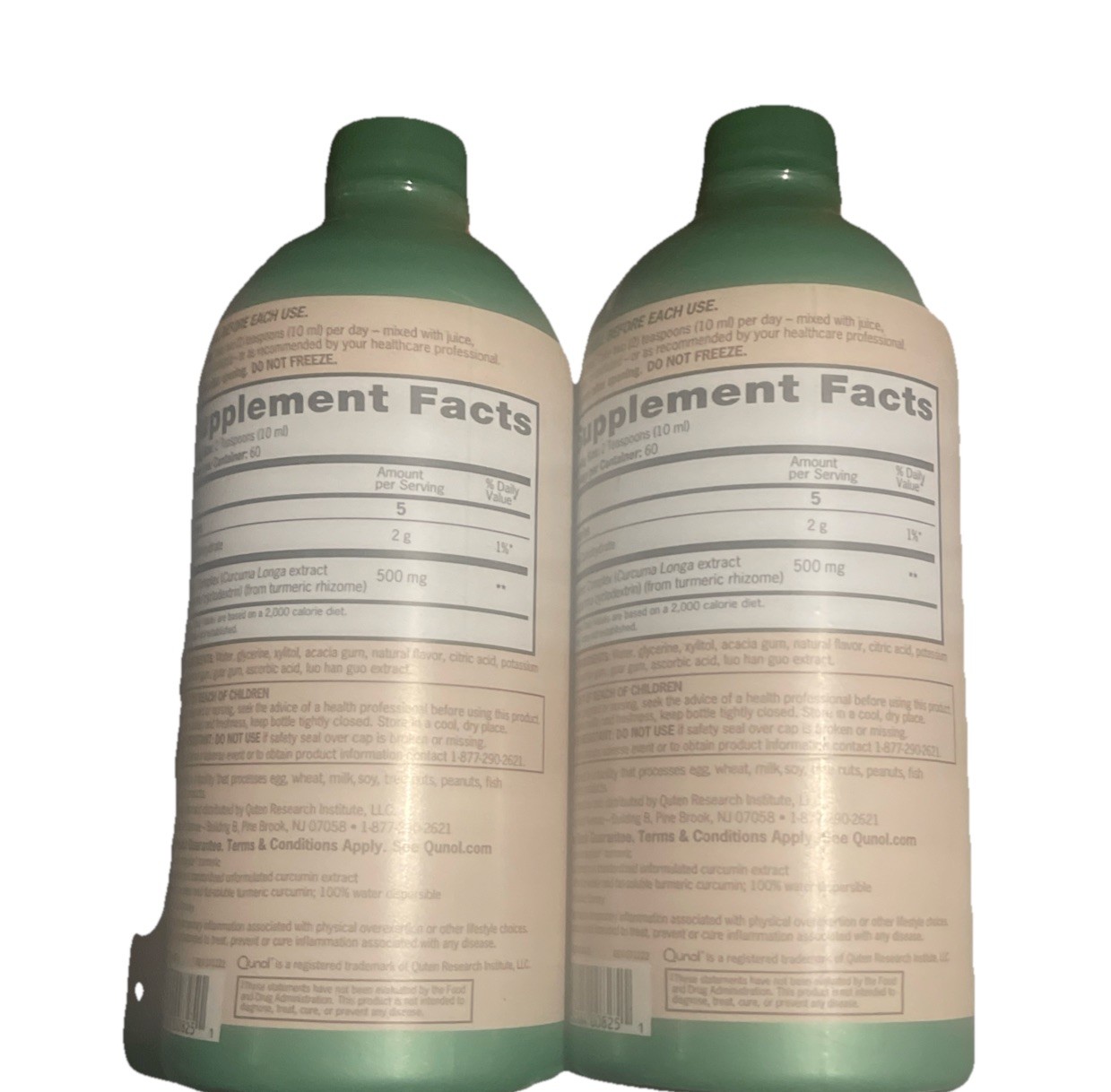 2 Qunol – Turmeric Liquid 500mg – 20.3 fl. oz Duo Bottles Sealed