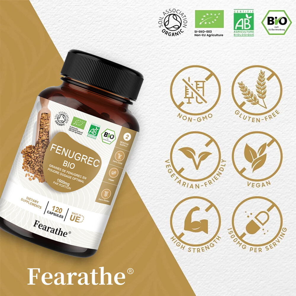 Organic Fenugreek Powder Capsules 1500 Mg Promotes Digestive Health 30-120 Pills