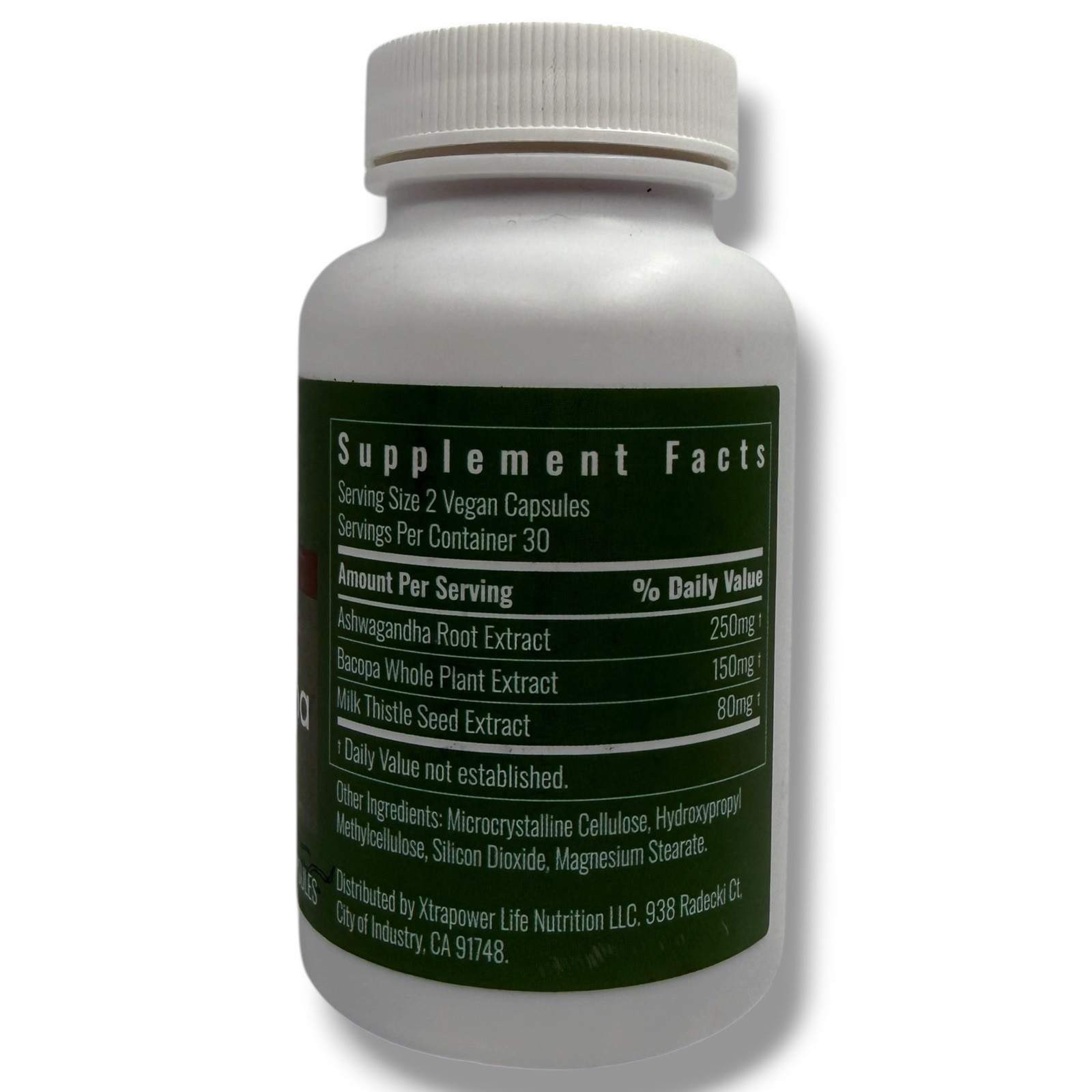 KSM-66 Ashwagandha Bacopa Milk Thistle 60ct Vegan Capsules Herbal Supplement