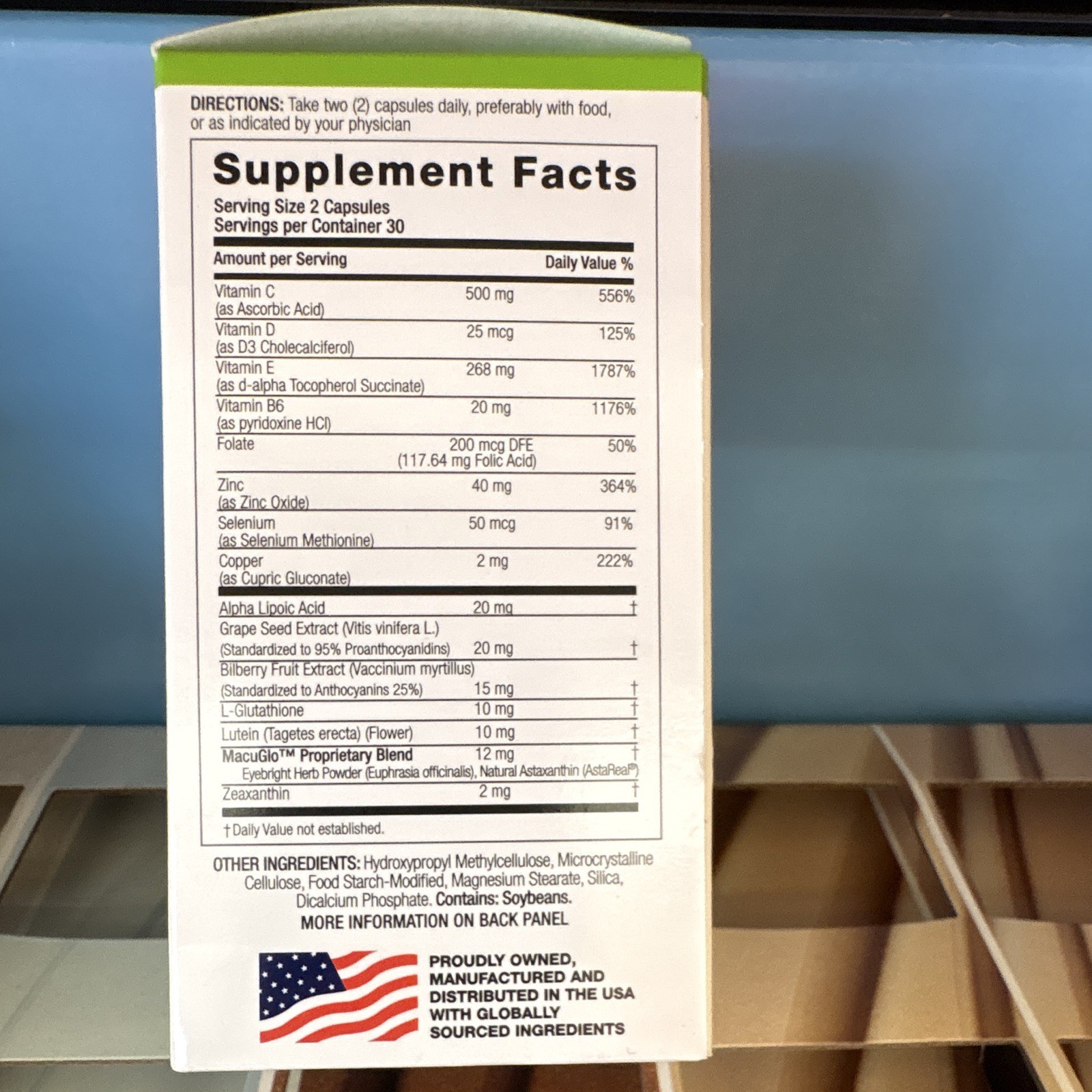 EyeScience Macular Health Formula Eye Vitamin 60 Capsules Gluten-Free Lutein