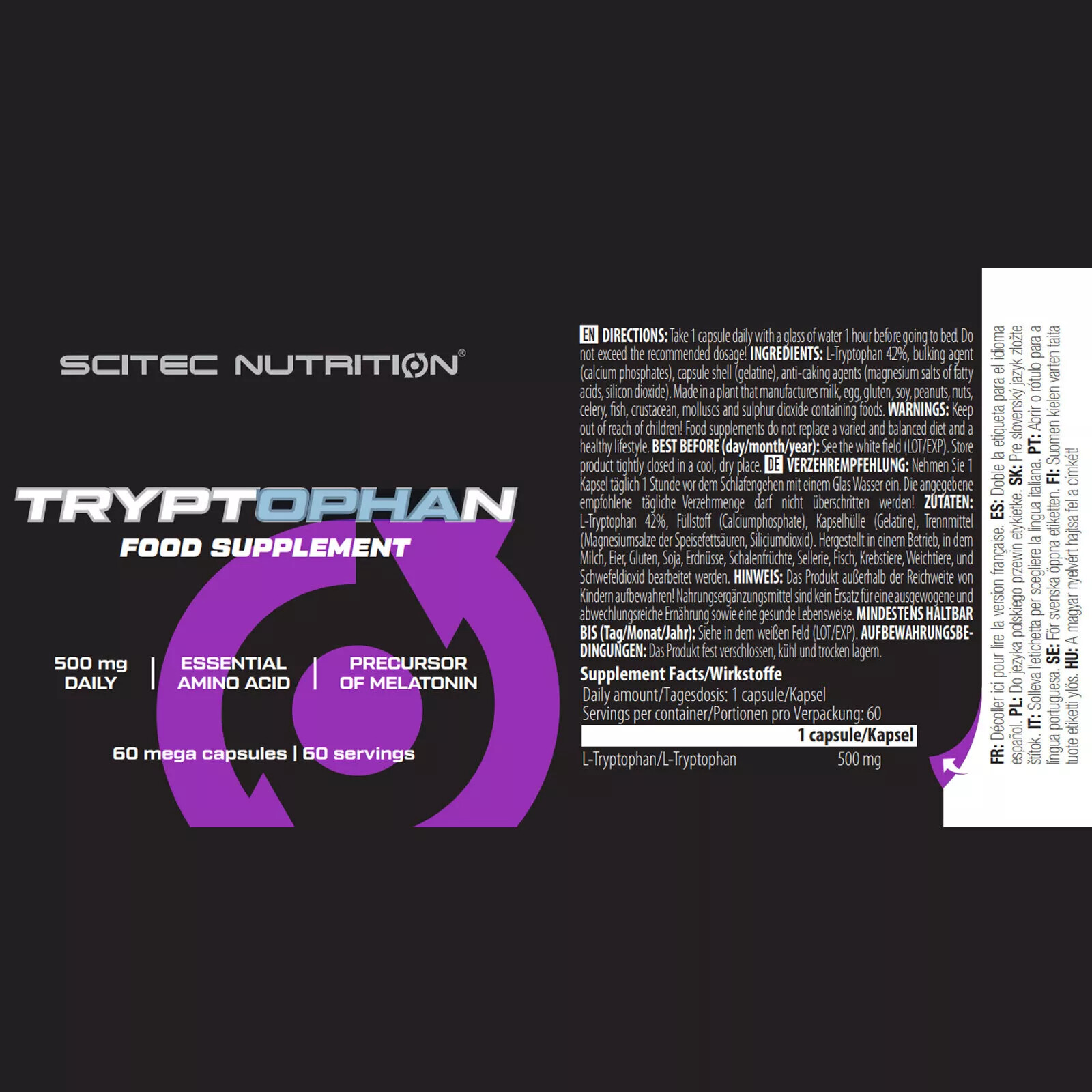L-Tryptophan 60/180 Caps Supports Relaxation Positive Mood Restful Sleep
