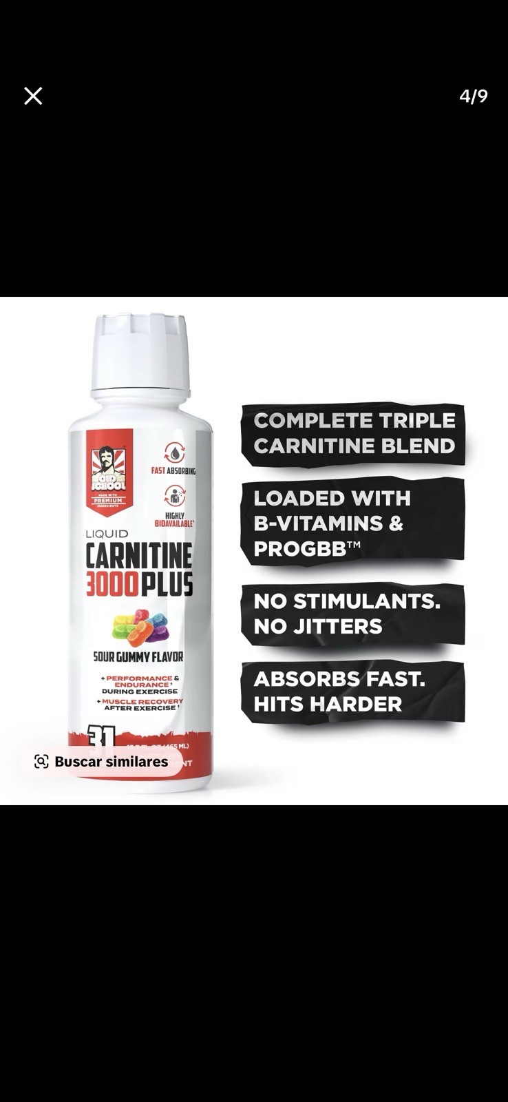 Old School Labs Liquid Carnitine 3000 Plus Sour Gummy, Stimulant-Free 15.7 oz
