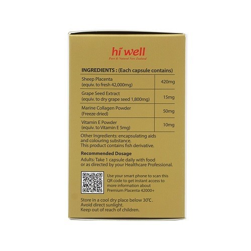 Hi Well NEW ZEALAND Premium Placenta 42000+ 60capsules
