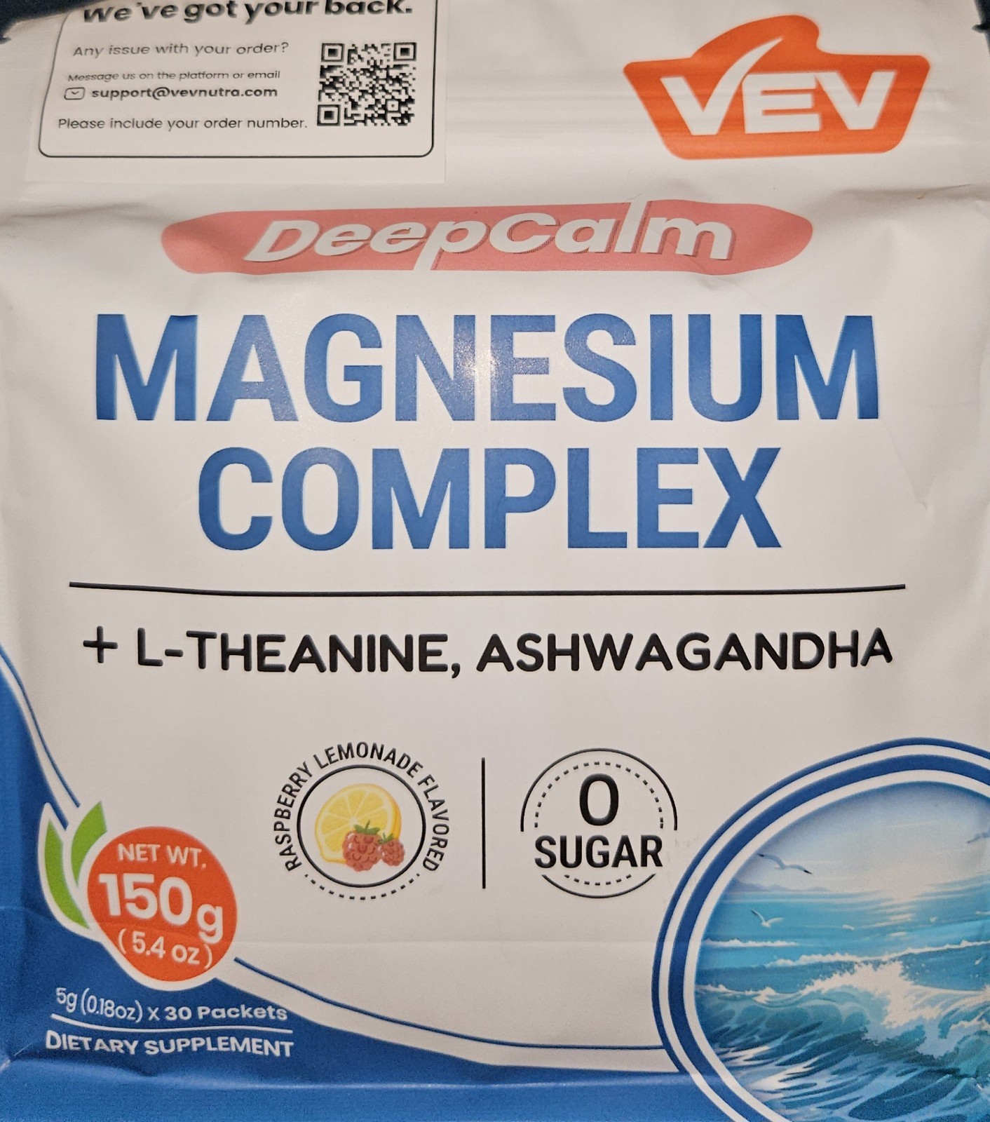 VEV Deep Calm Magnesium Complex Women Drink Powder Supplement Raspberry Lemonade