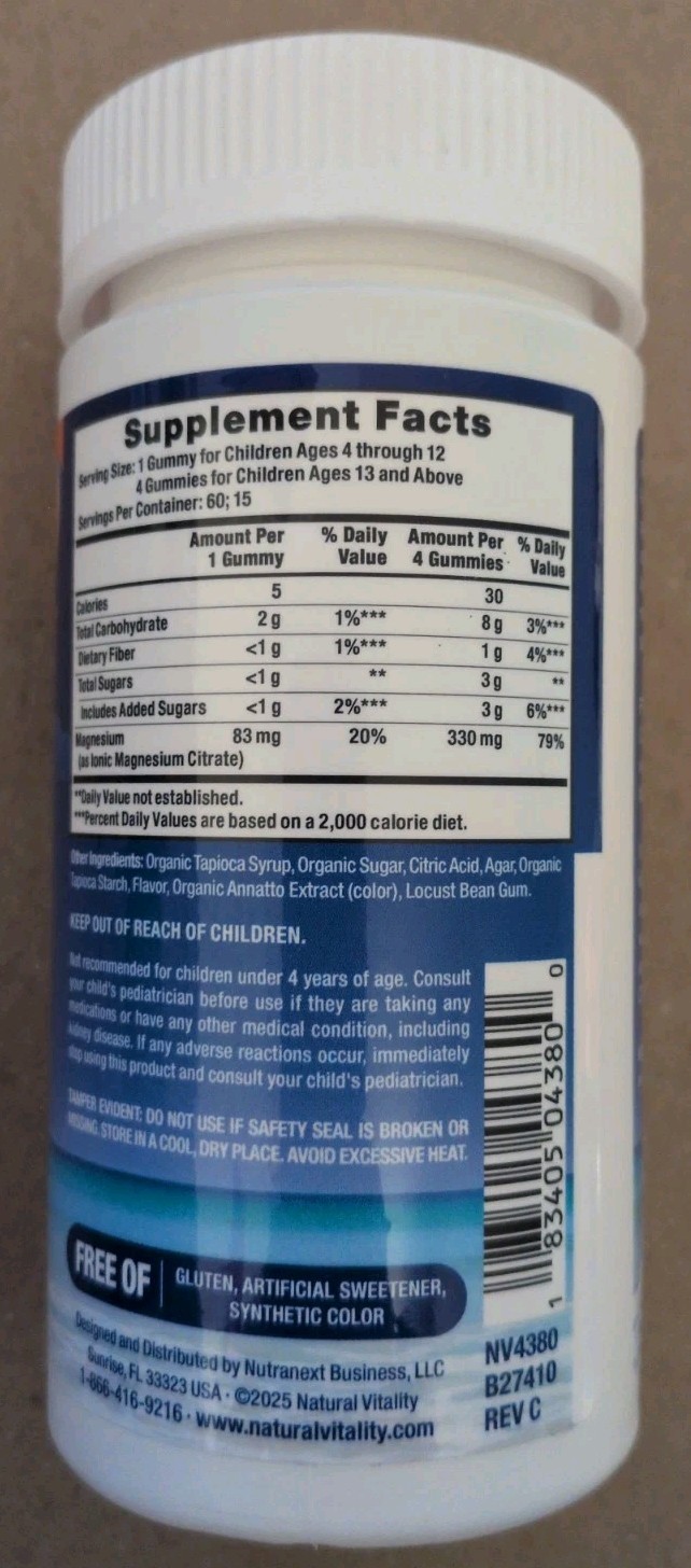 Natural Vitality CALM Kids Gummies Citrus Flavor Kid Supplement 60 Exp 12/27