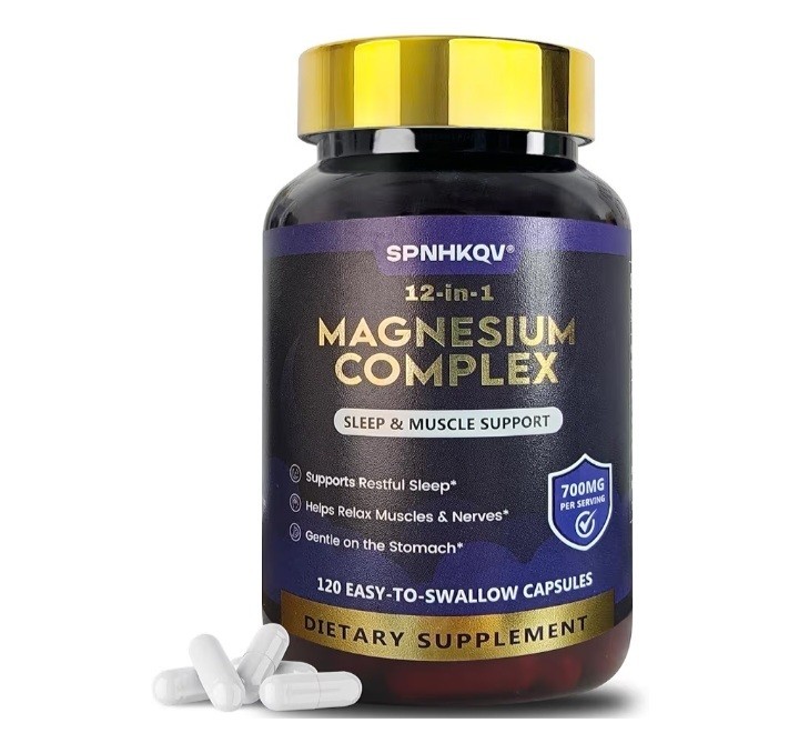 SPNHKQV Magnesium Complex 12-in-1 700mg Sleep Muscle Support Capsules 120ct