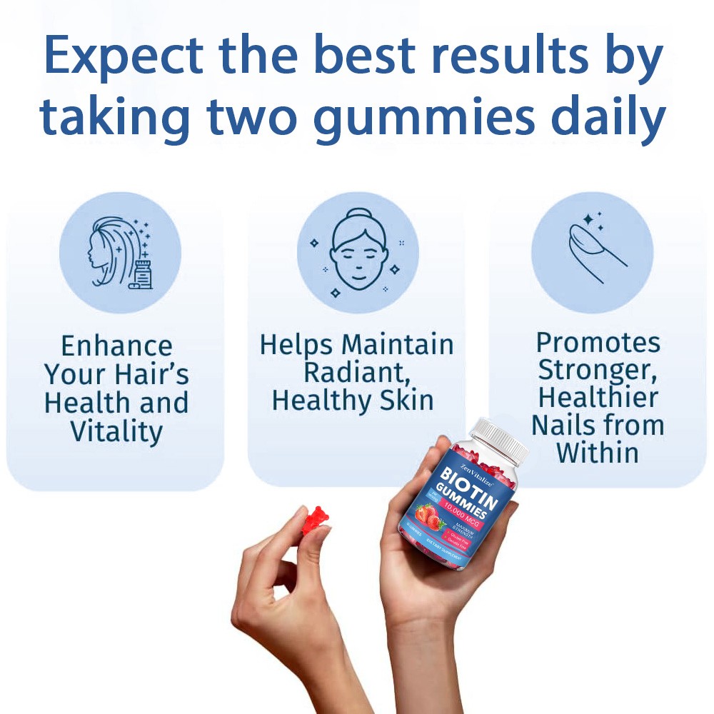 10,000mcg Biotin Gummies – Support Healthy Hair,Glowing Skin&Strong Nails,Vegan