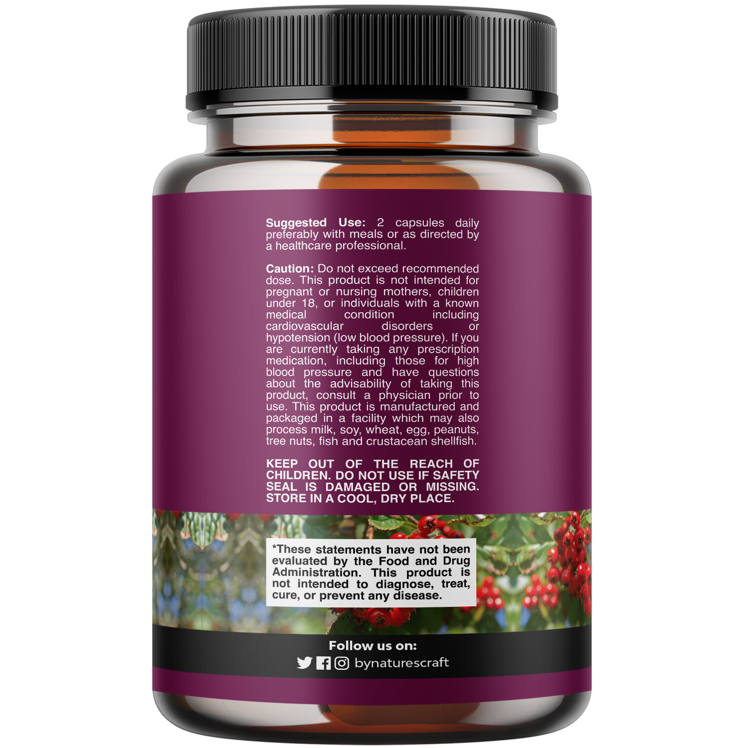 Extra Strength Hawthorn Berry Capsules 1330mg Per Serving 240ct