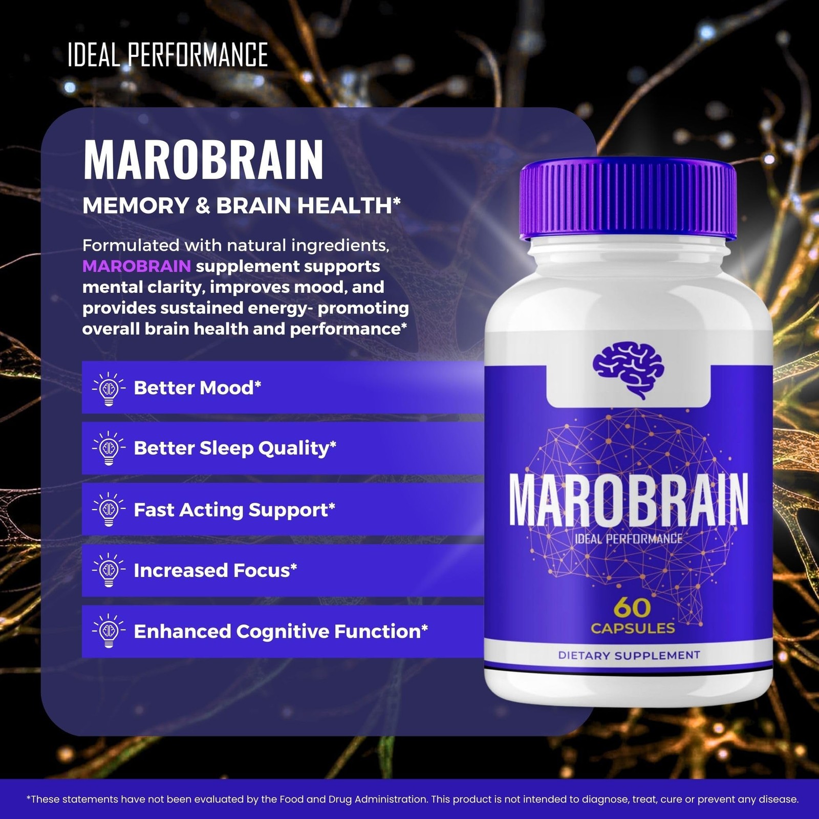 Marobrain Brain Nervous System Health Memory Support Sup – 120 Capsules (2 Pack)