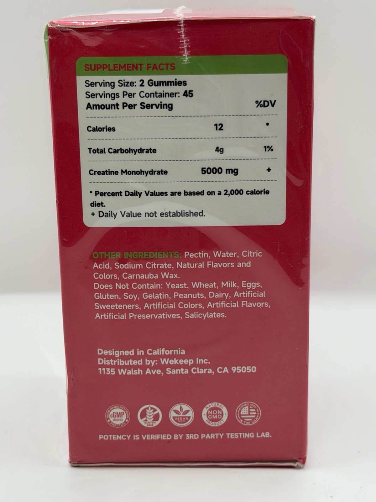 nutrineat Creatine Gummies 5000mg Creatine Monohydrate Strawberry 90 Vegan C