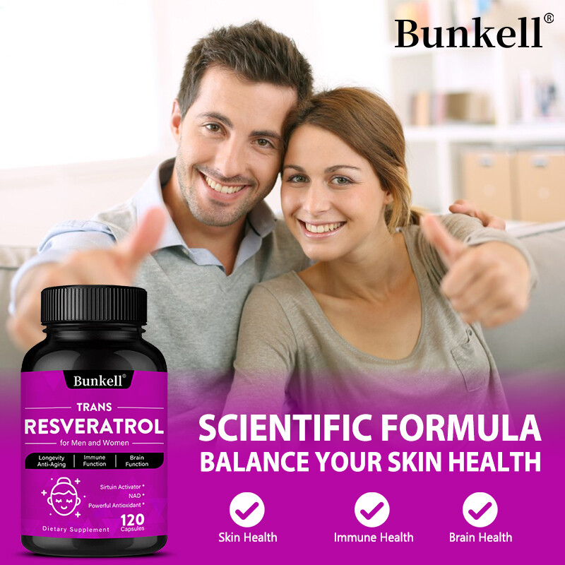 Resveratrol Capsules Anti-Aging Antioxidants, Brain & Immune Support