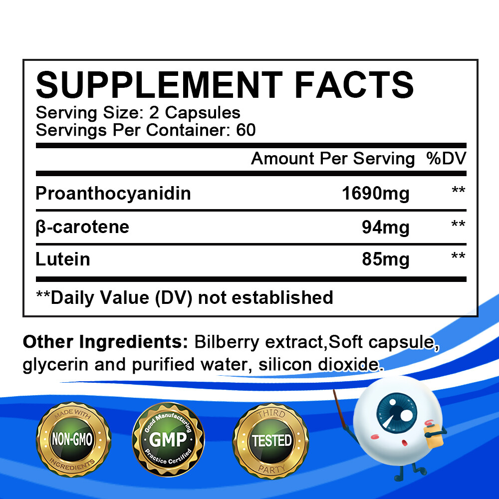 Eye Vitamin Supplement Beta-carotene Lutein Proanthocyanidin