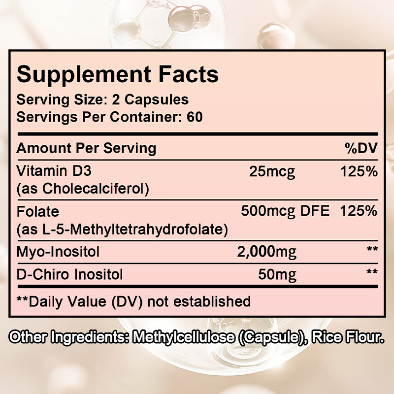 Myo-Inositol D-Chiro Inositol Supplement Vitamin D3 Hormonal Balance for Women