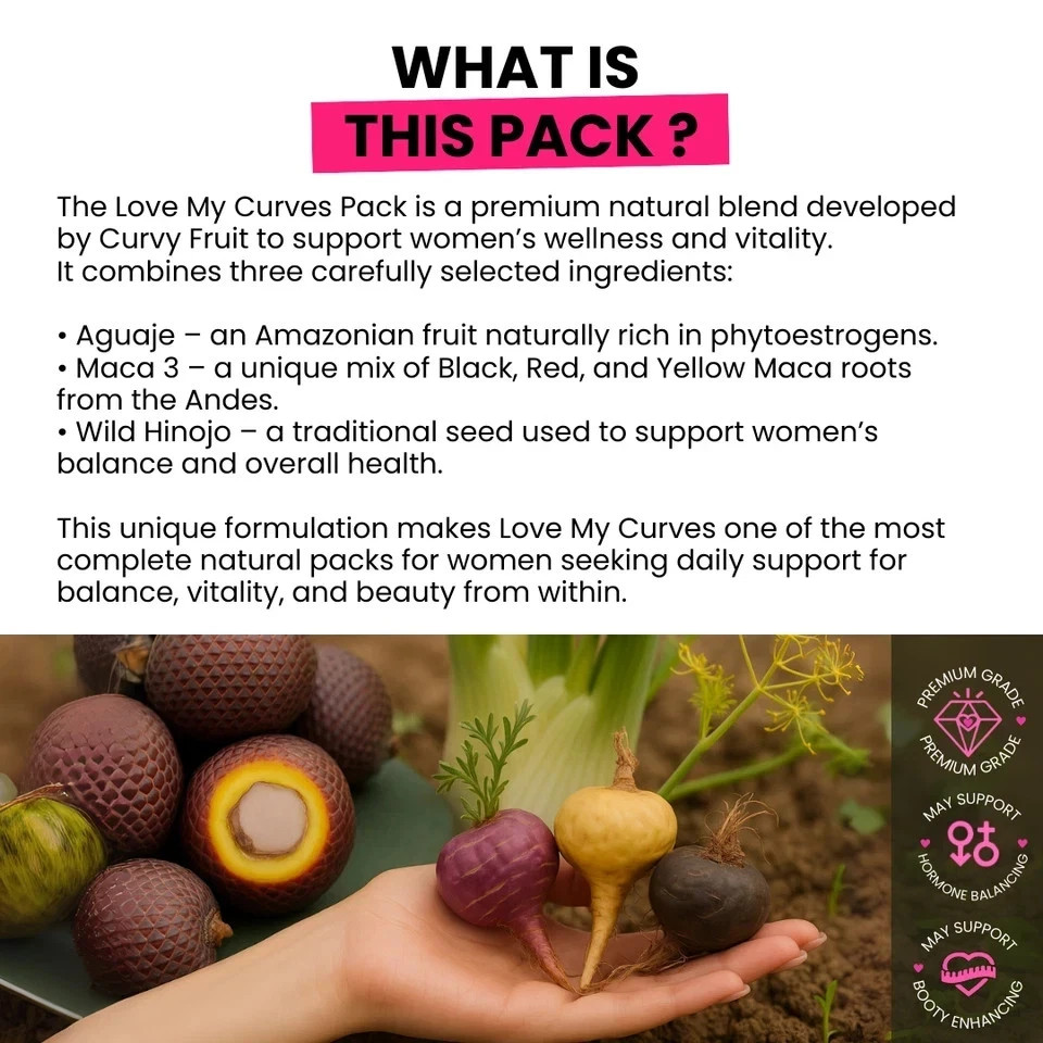 Aguaje + Black Maca + Fenugreek – Natural Glute, Hip & Curve Enhancer – 120 Caps