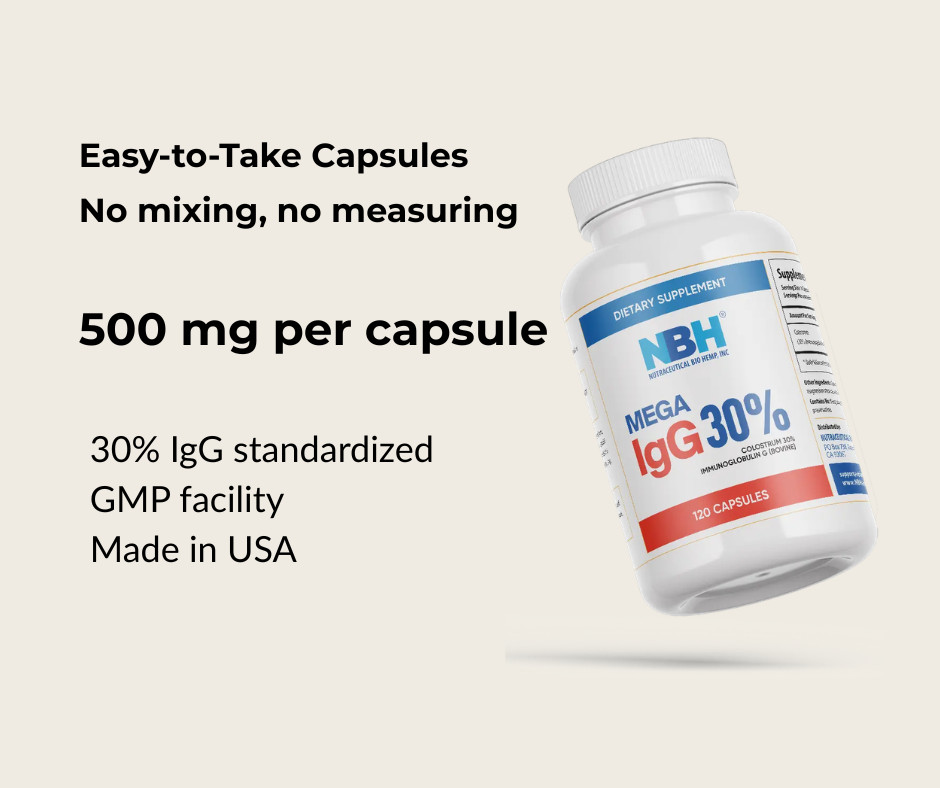 Bovine Colostrum 30% IgG 120 Capsules Grass Fed Immune Support Non GMO USA