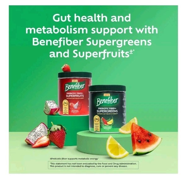 Benefiber Prebiotic Fiber Supergreens Watermelon Lemonade 8.8oz 6/2027 NEW $30