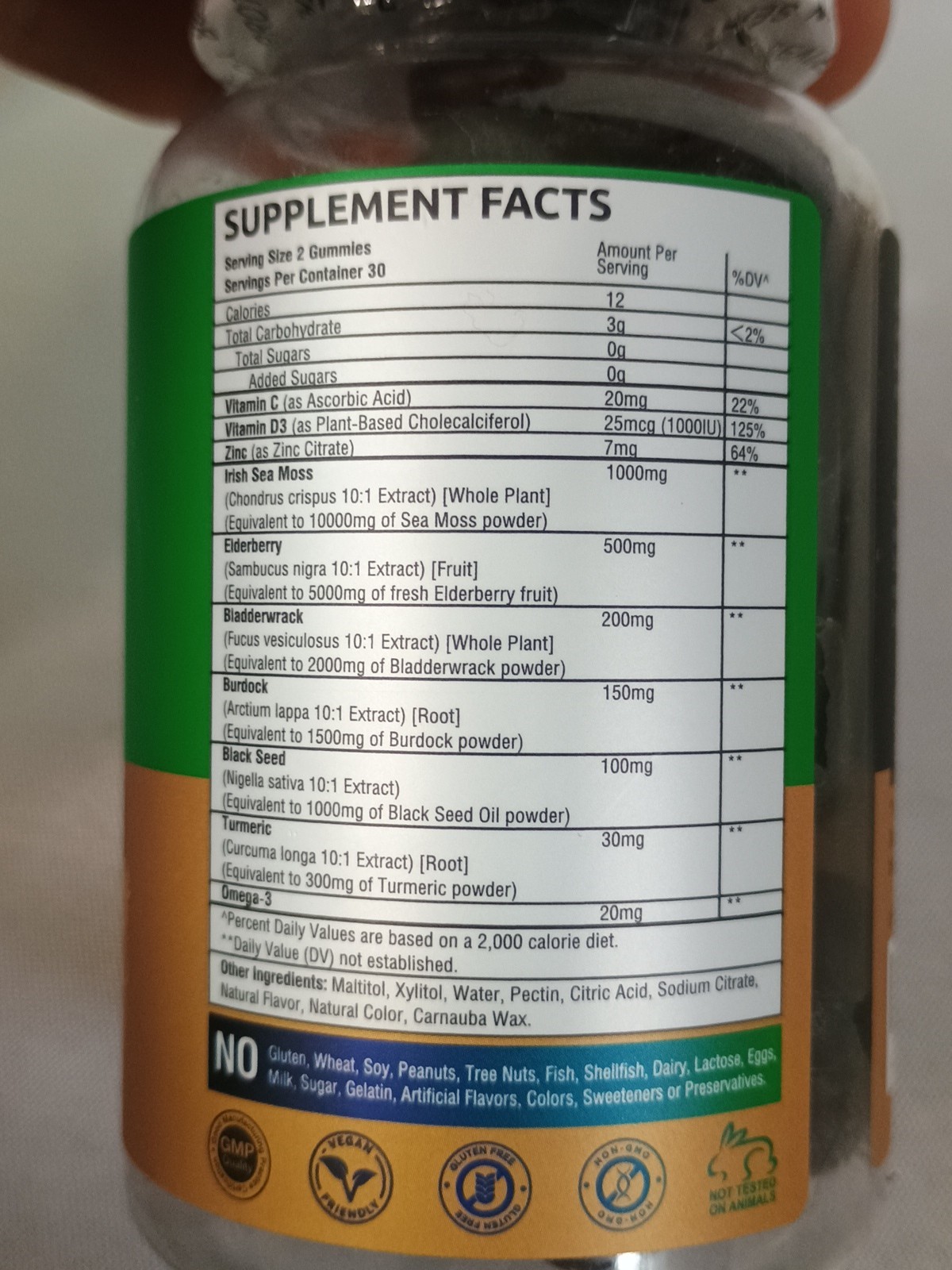 Irish Sea Moss Gummies–60 Grape Bladderwrack Burdock Elderberry Black Seed 06/26