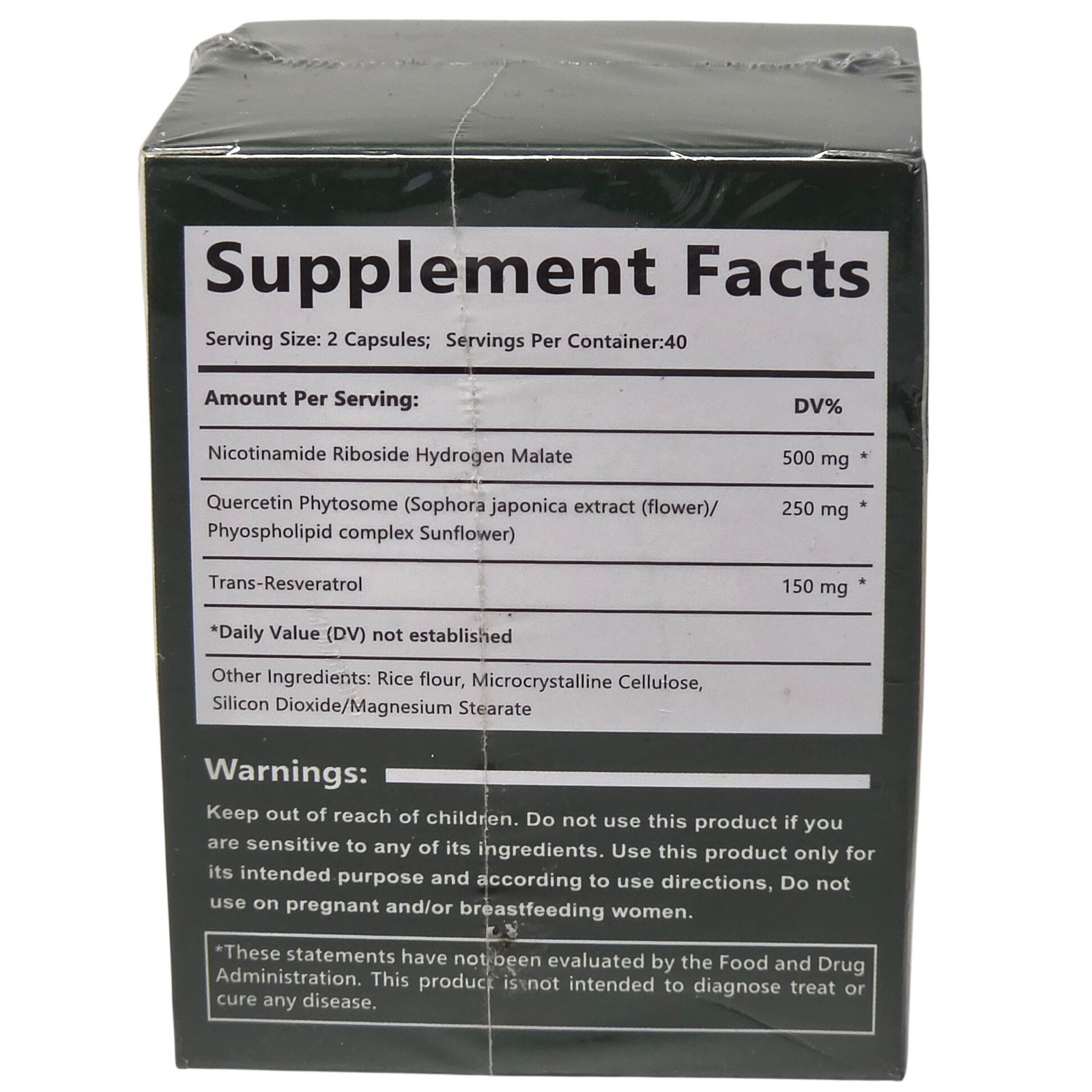 Nicotinamide Riboside 900mg Resveratrol Quercetin NAD+ Supplement 80 Capsules