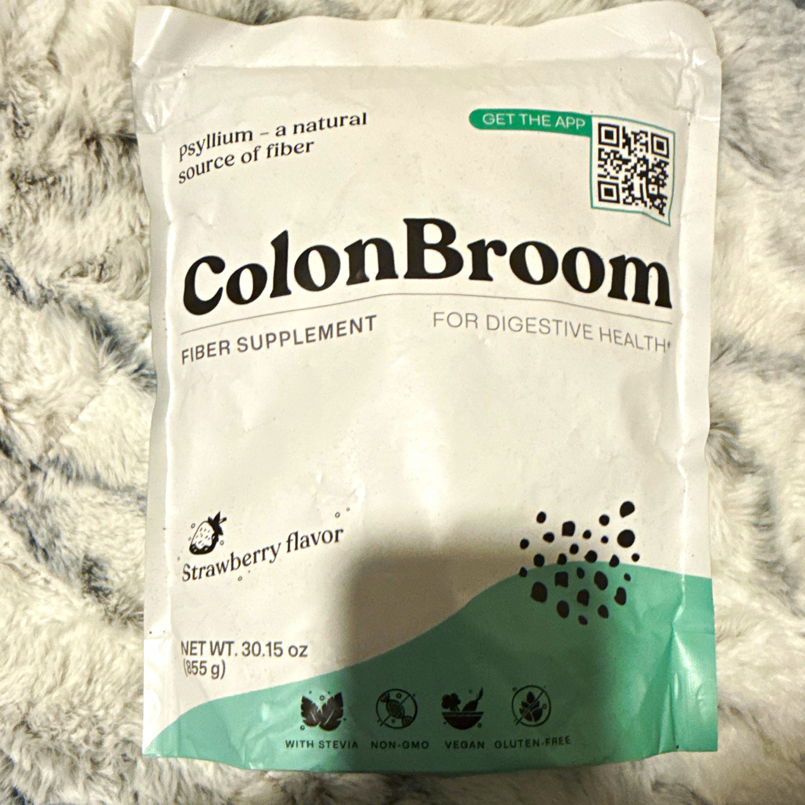 ColonBroom Fiber Digestive Support Powder Strawberry Vegan 30.15 oz 07/2027