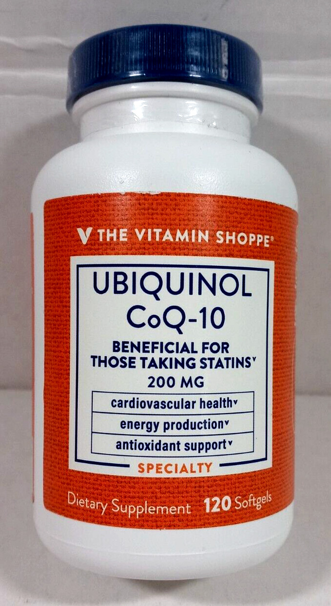 The Vitamin Shoppe Ubiquinol CoQ-10 200mg Heart Health 120 Softgels 07/2025 NEW