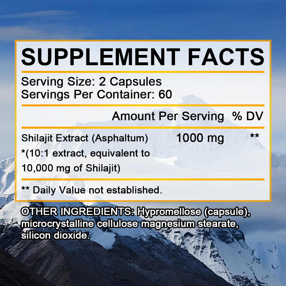 Himalayan Shilaji 1000mg,Organic,potency,Boost Energy, 30 To 120 Capsules