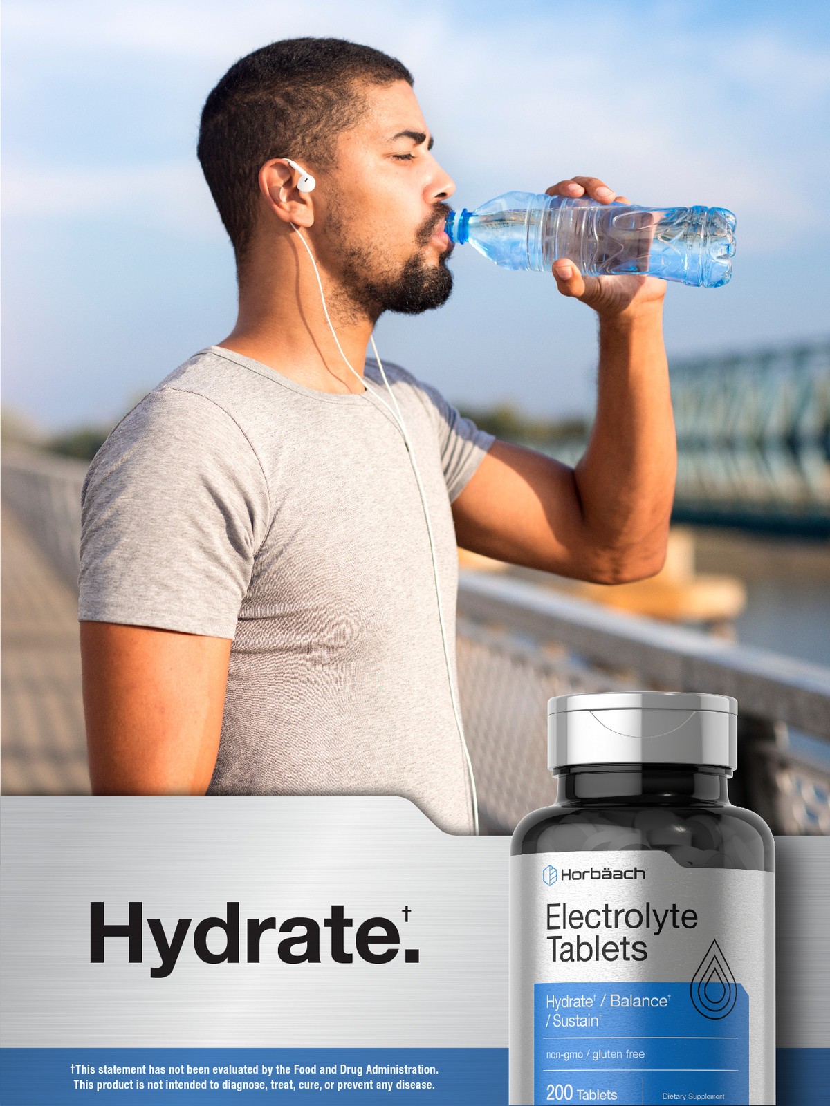 Electrolyte Tablets | 200 Count | Vegetarian, Non-GMO | by Horbaach