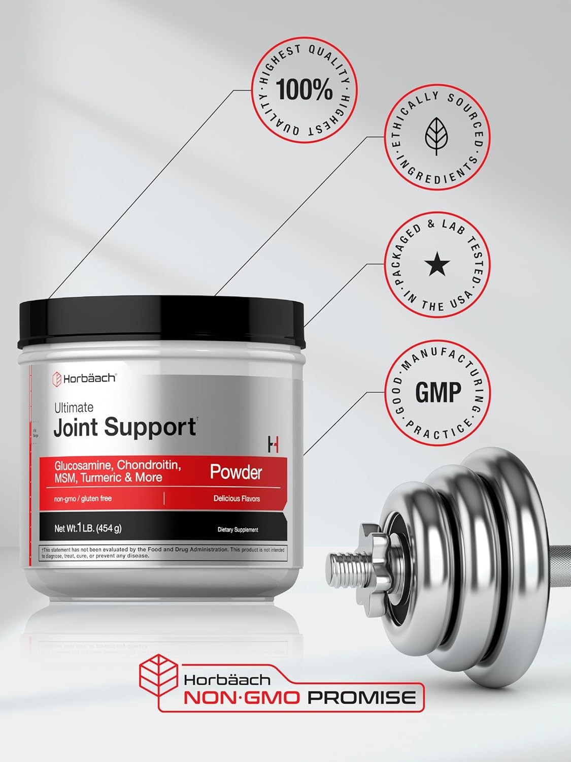Joint Support Supplement Powder | 1 lb | Triple Action Support | by Horbaach