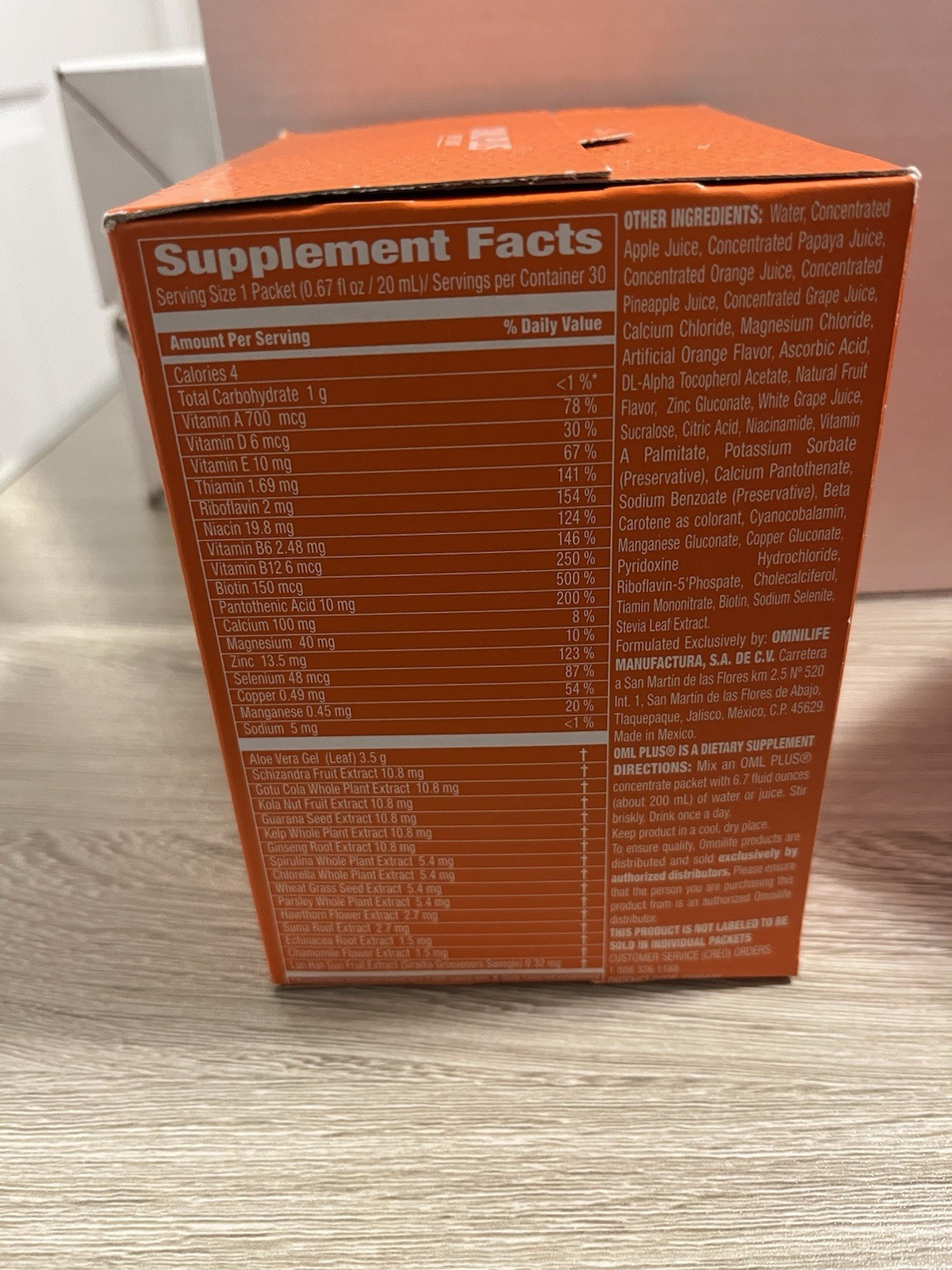 Omnilife OML Plus 20 fl oz 30 Packets + Power Gain Orange Powder 10.72unidades