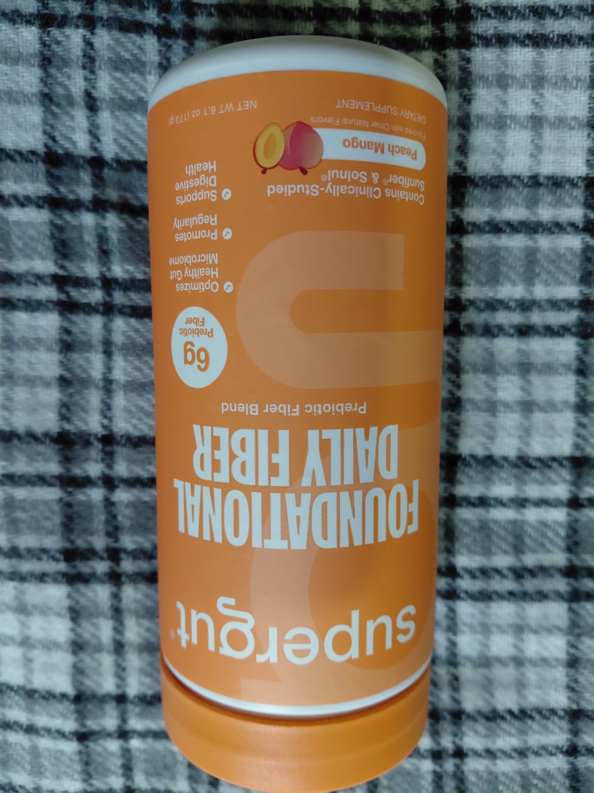 Supergut Foundational Daily Prebiotic Fiber Powder Digestive Health Peach Mango