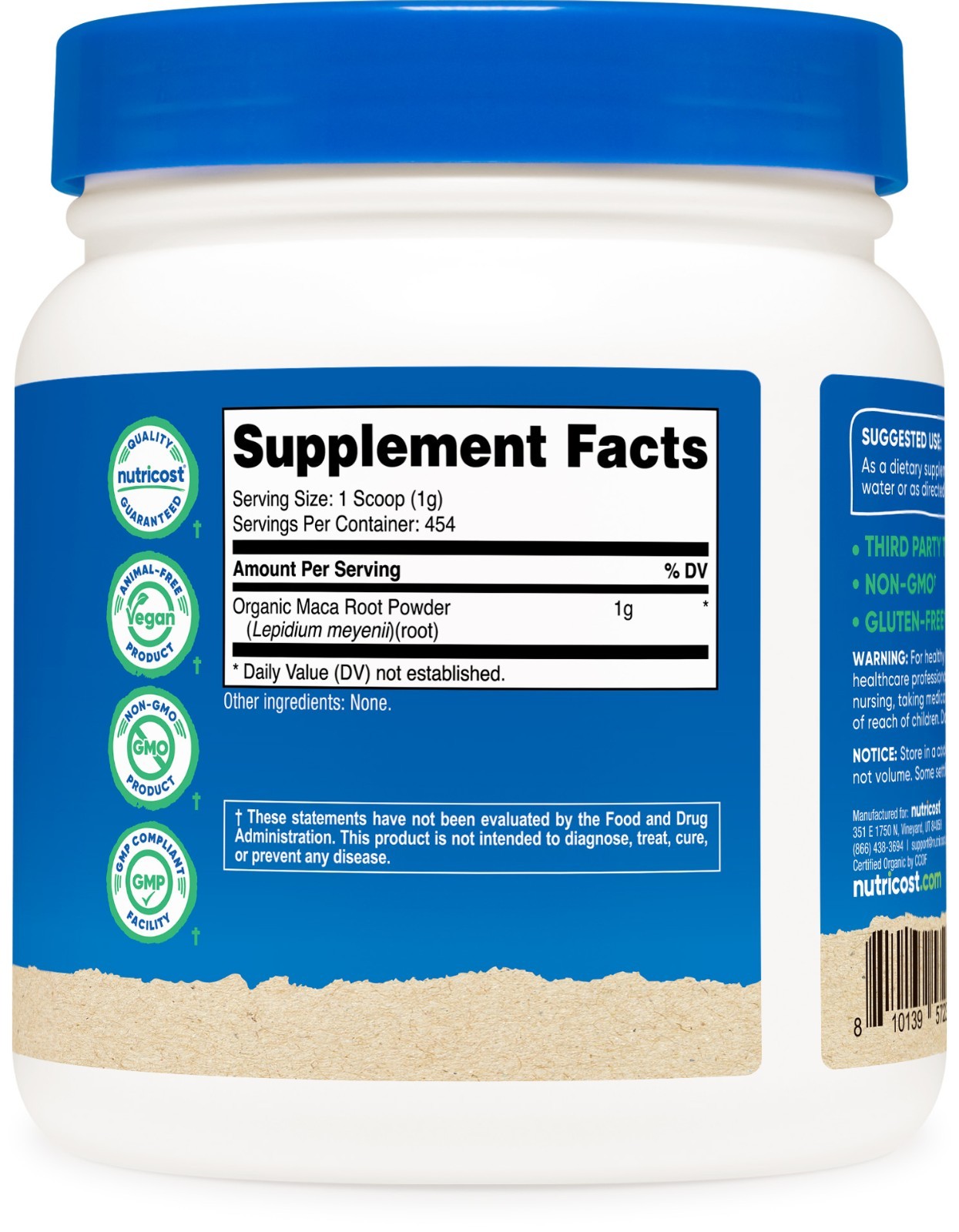 Nutricost Organic Maca Root Powder (454 Grams)