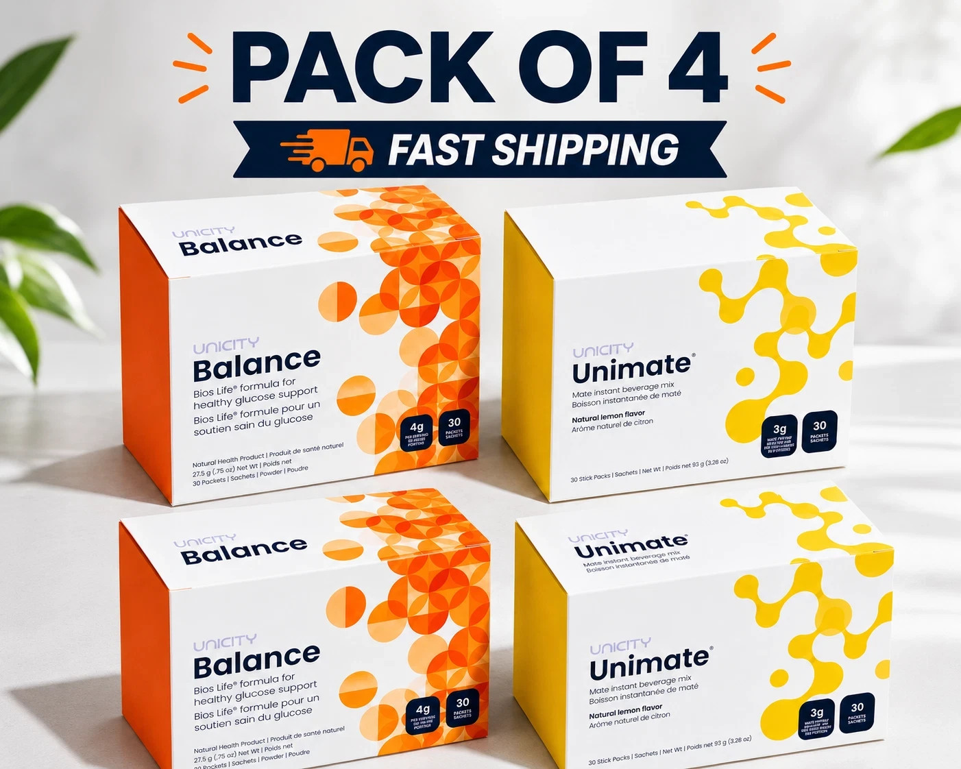 UNICITY FEEL GREAT PACK -UNICITY BALANCE 60 COUNT AND UNICITY LEMON 60 COUNT
