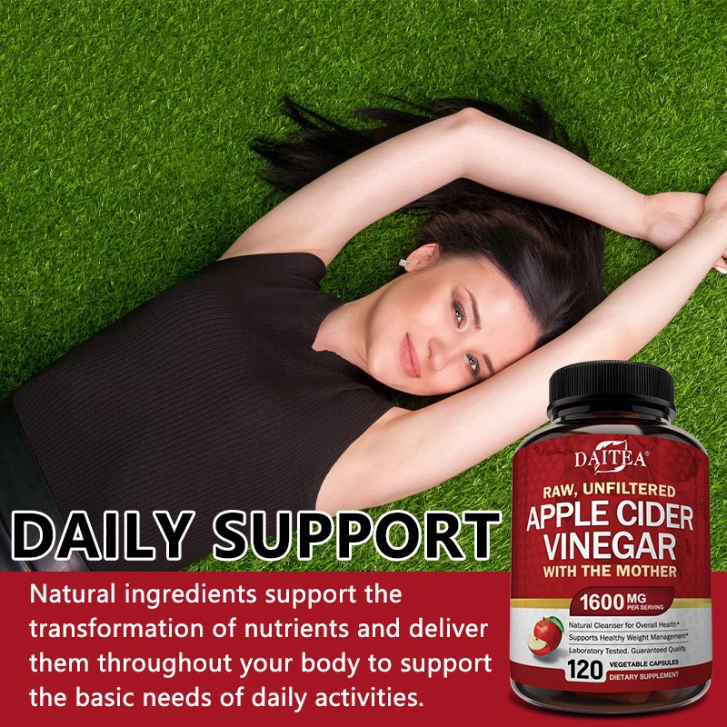 1600mg Apple Cider Vinegar Capsules, Detox & Weight Support, 120 VegCaps
