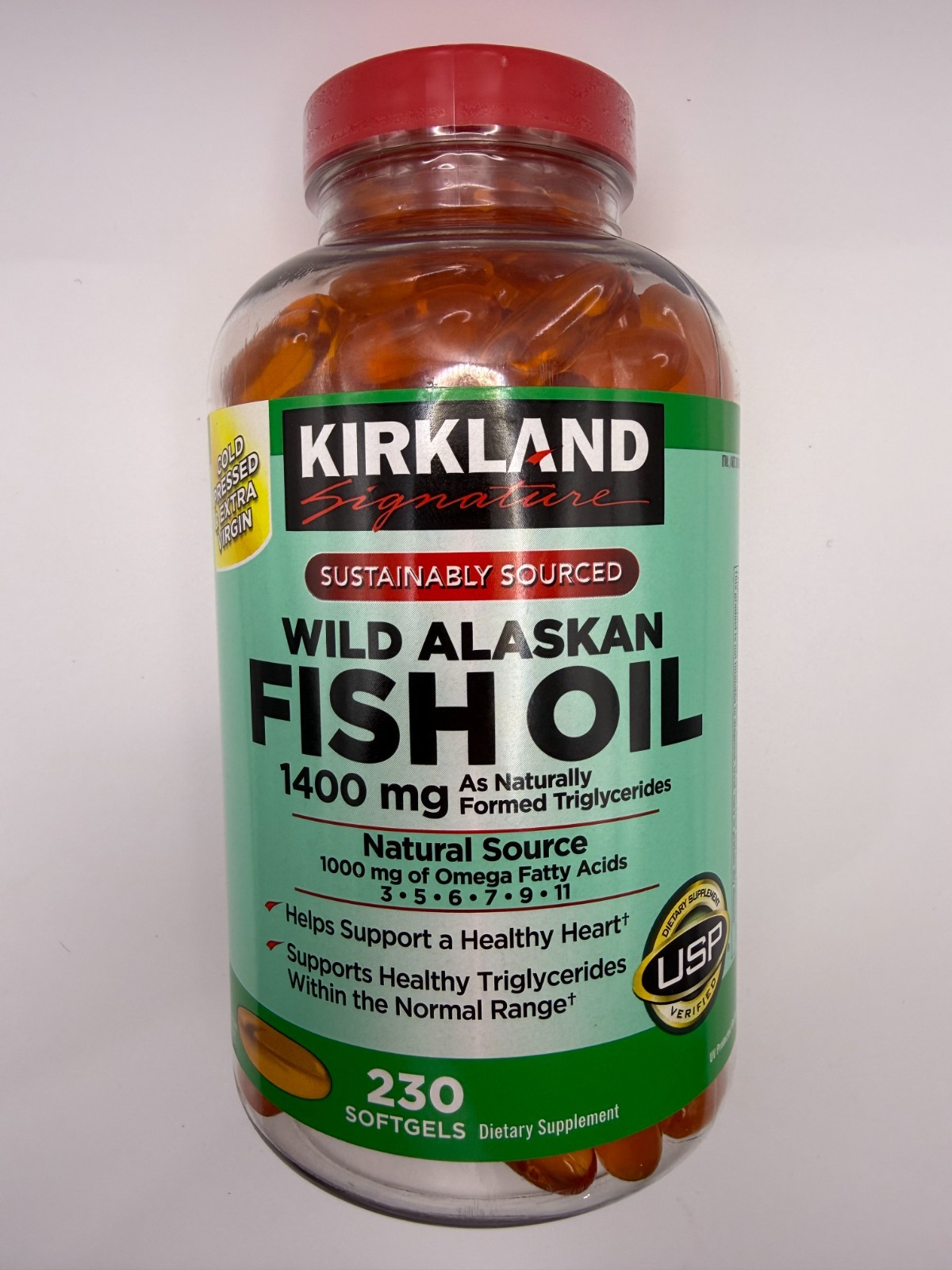 Kirkland Signature Wild Alaskan Fish Oil 1400 mg 230 Softgels US