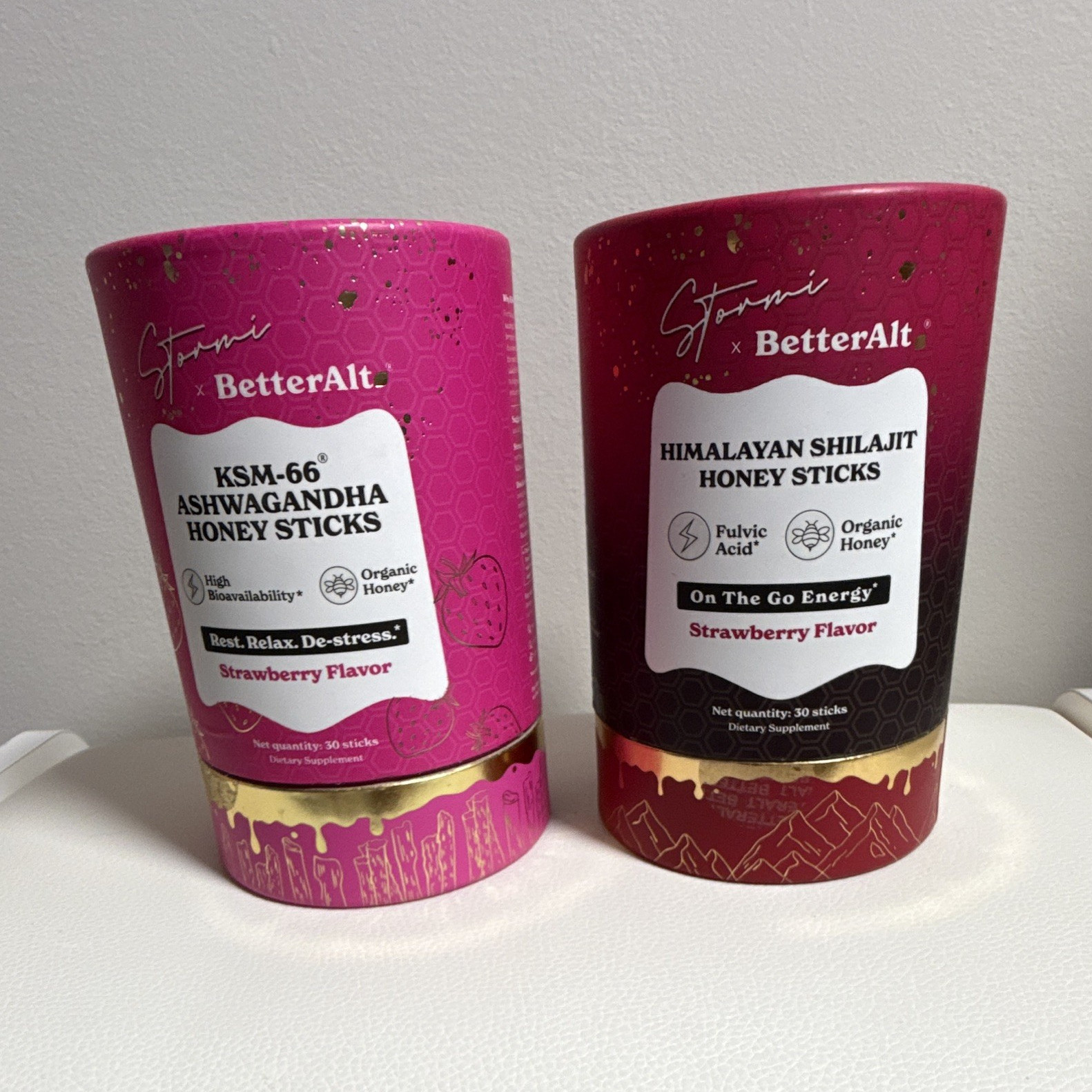 BetterAlt Strawberry Honey Sticks w/ Ashwagandha Extract + Shilajit 30 Ct
