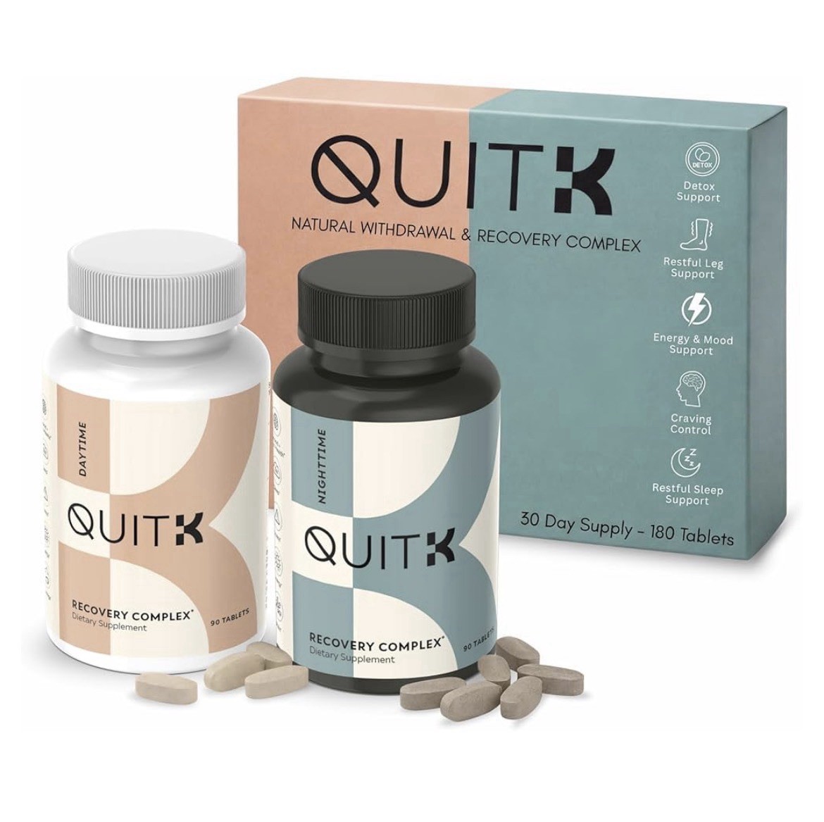 QUITK Withdrawal and Recovery Complex Day And Night Detox Support 30 Day Supply.